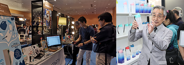 (左图)家品展"初创专区"(右图)日本滤水瓶 (左图)家品展"初创专区"(右图)日本滤水瓶